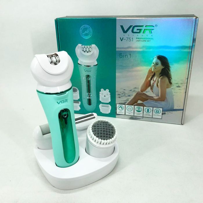 ‼️ Епілятор, депілятор  VGR 5 в 1 V-751, 5 насадок. Рожевий, зелений.