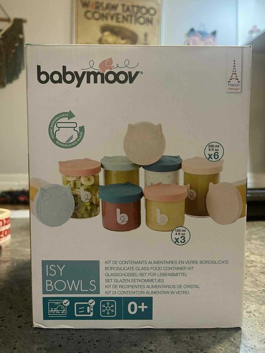 Babymoov ISY BOWLS szklane pojemniki 6x250ml + 3x120ml