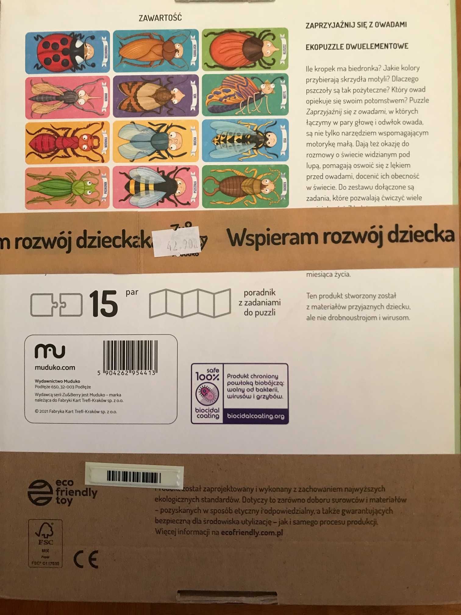 Ekopuzzle dwuelementowe zaprzyjaźnij się z owadami Muduko