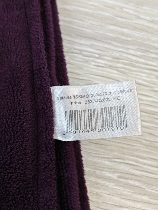Fioletowa narzuta na łóżko Home & You 200x220 cm - polar Minky