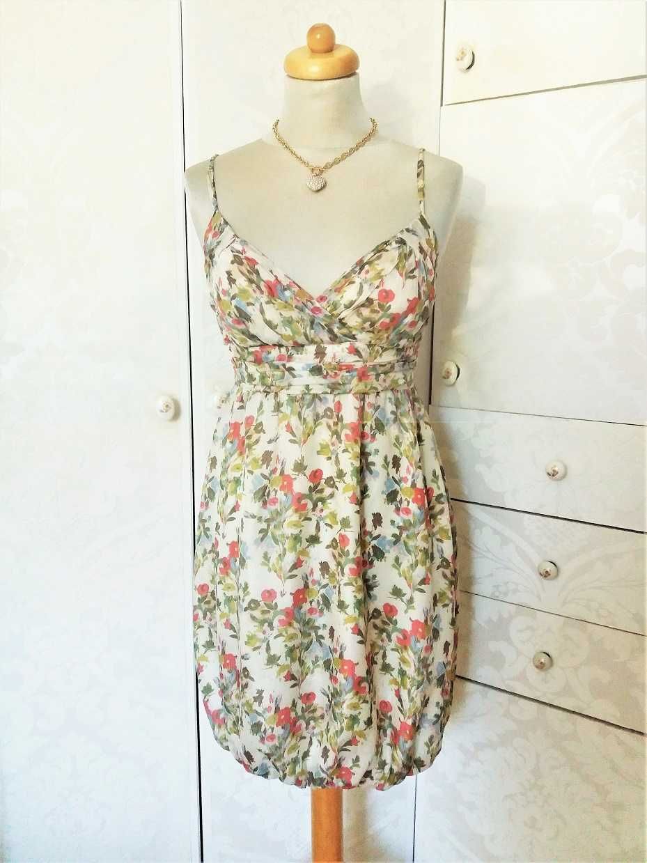 Sukienka z jedwabiu w kwiaty Reserved r.S 36