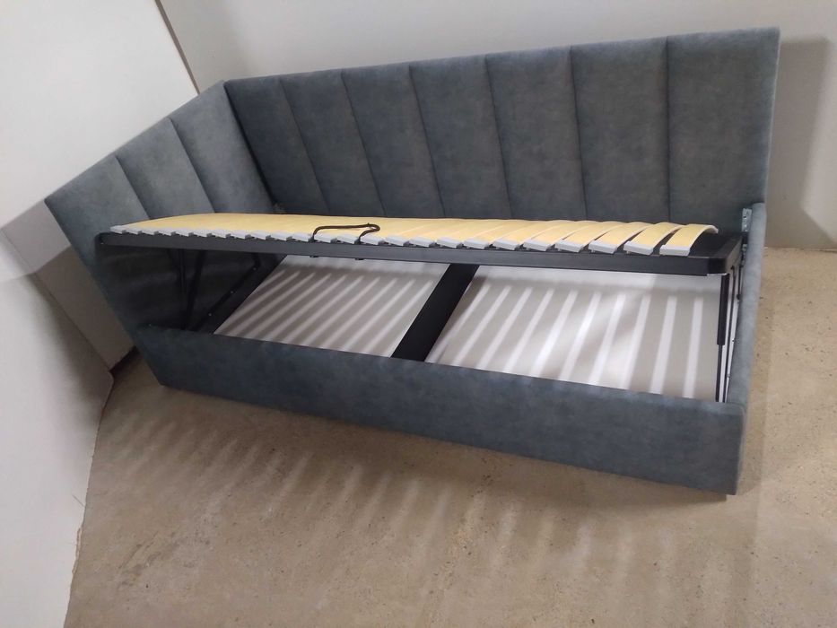 PROMOCJA ŁóżkoTapicerowaneMłodzieżoweNarożne StelażMetalowyPojemnik