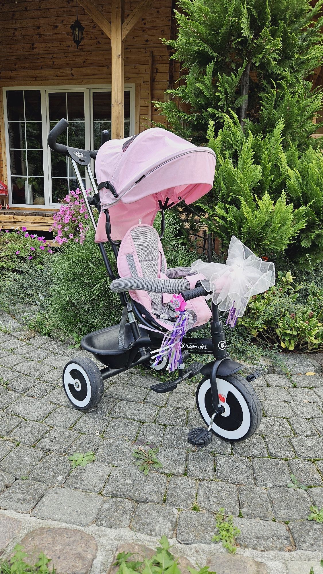 2xGRATIS + 5w1 Trójkołowy Rowerek kokarda dla dziewczynki Kinderkraft