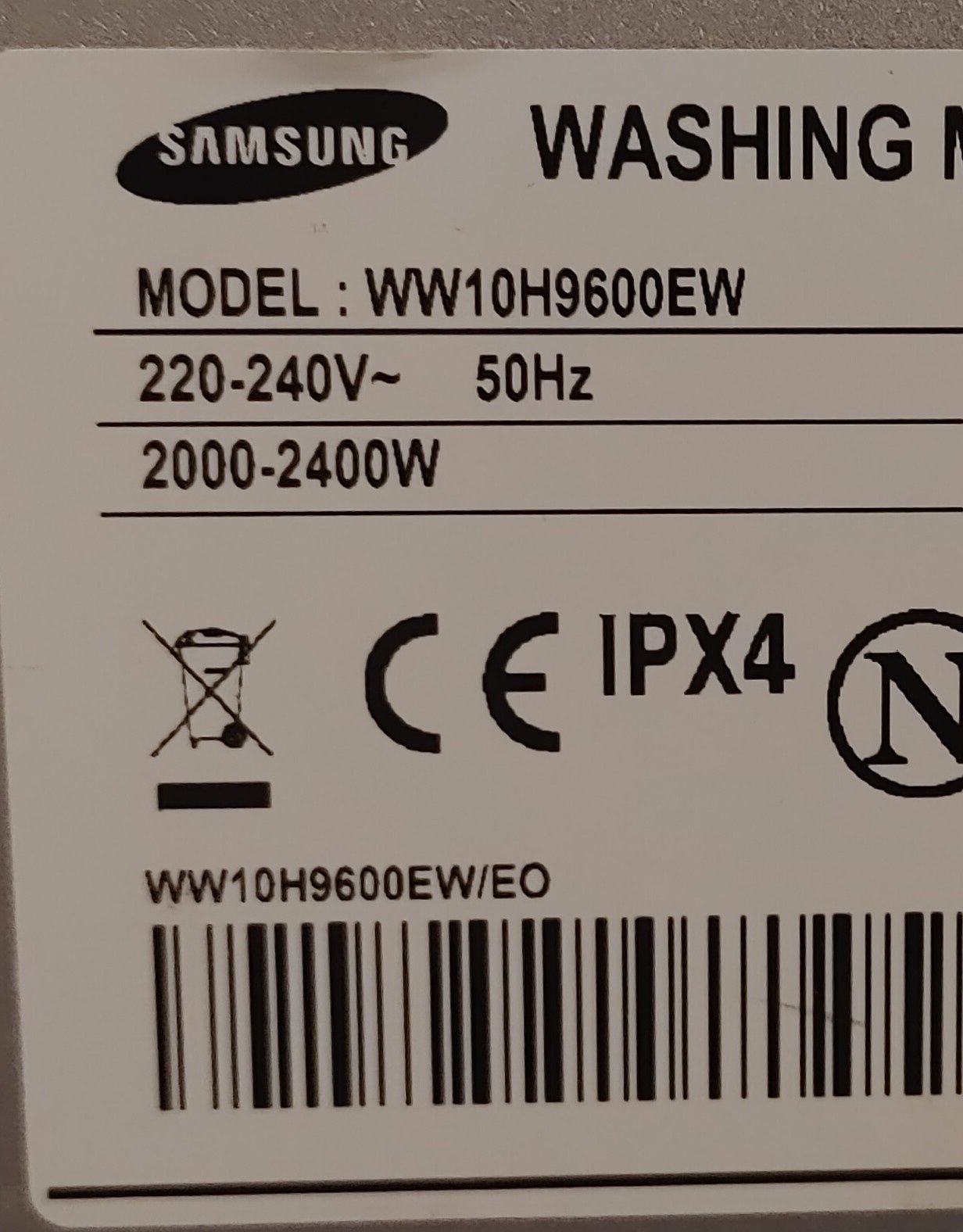 WW10H9600EW SAMSUNG Hydrostat