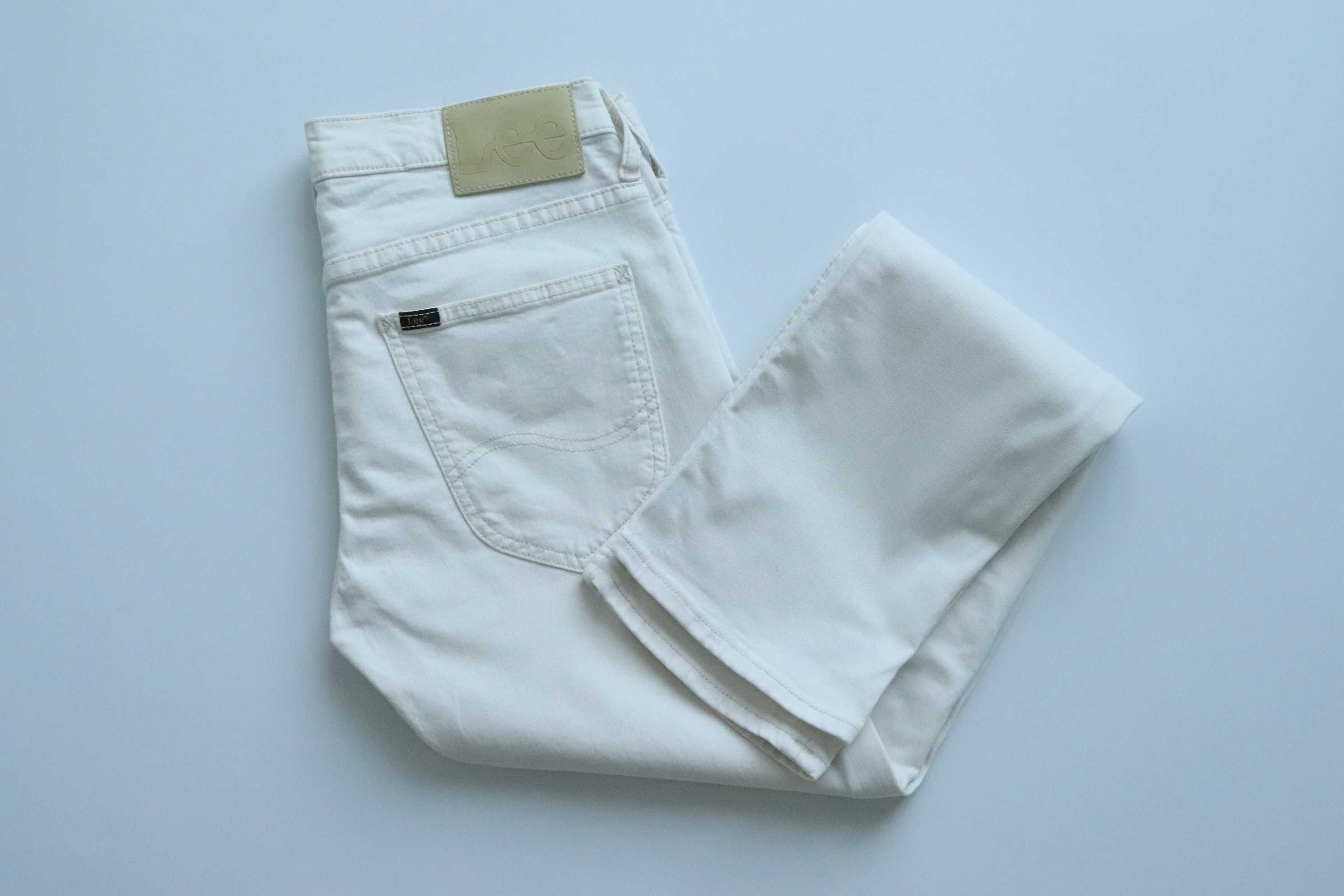 LEE POWELL W30 L32 męskie spodnie jeansy białe ecru jak nowe slim fit