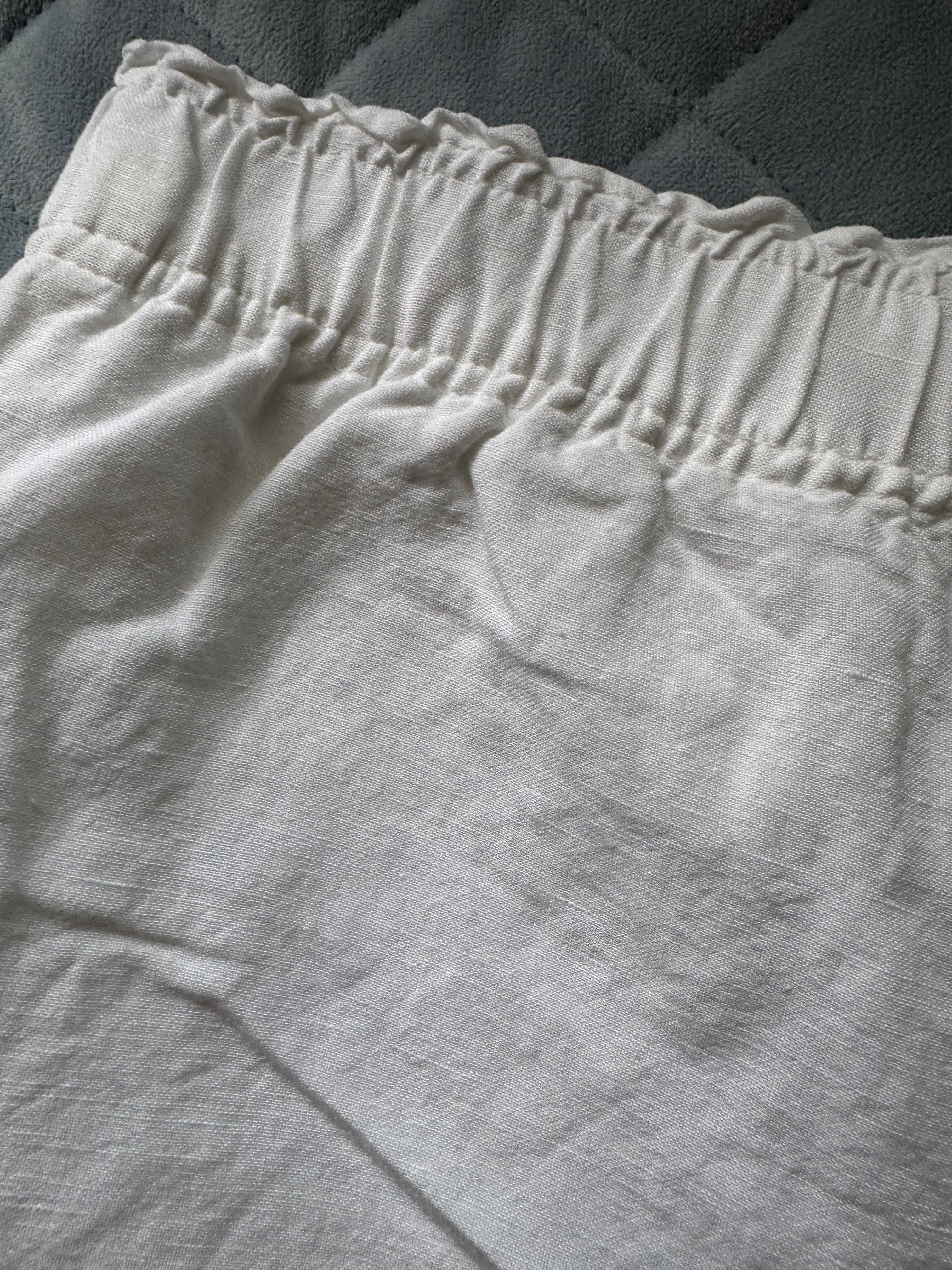 Białe lniane szorty spodnie spodenki len H&M 40 42 L XL