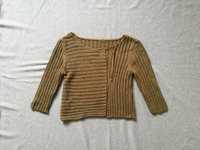 Sweter narzutka krótki wiązanie dziergany