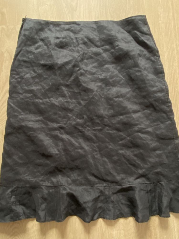 H&M 38 M spodnica midi z falbanką czarna rimi len Vintage