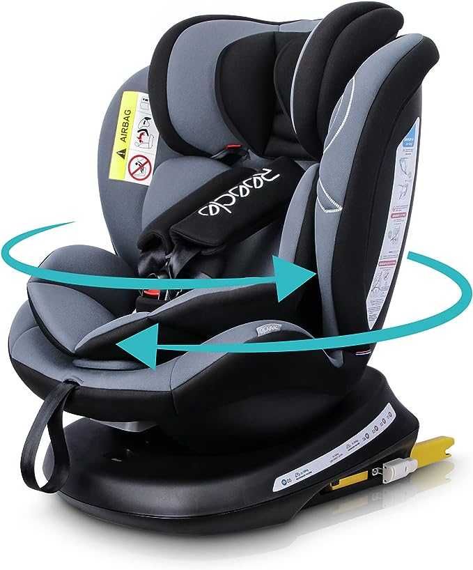 Reecle Fotelik dziecięcy ISOFIX 360 ° obrotowy 0-36kg, Czarny