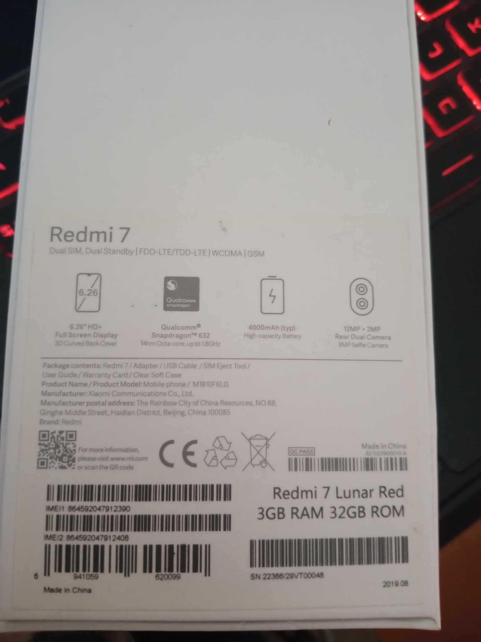 Smartfon Xiaomi Redmi 7 3 GB / 64 GB Czarno - Czerwony IGŁA