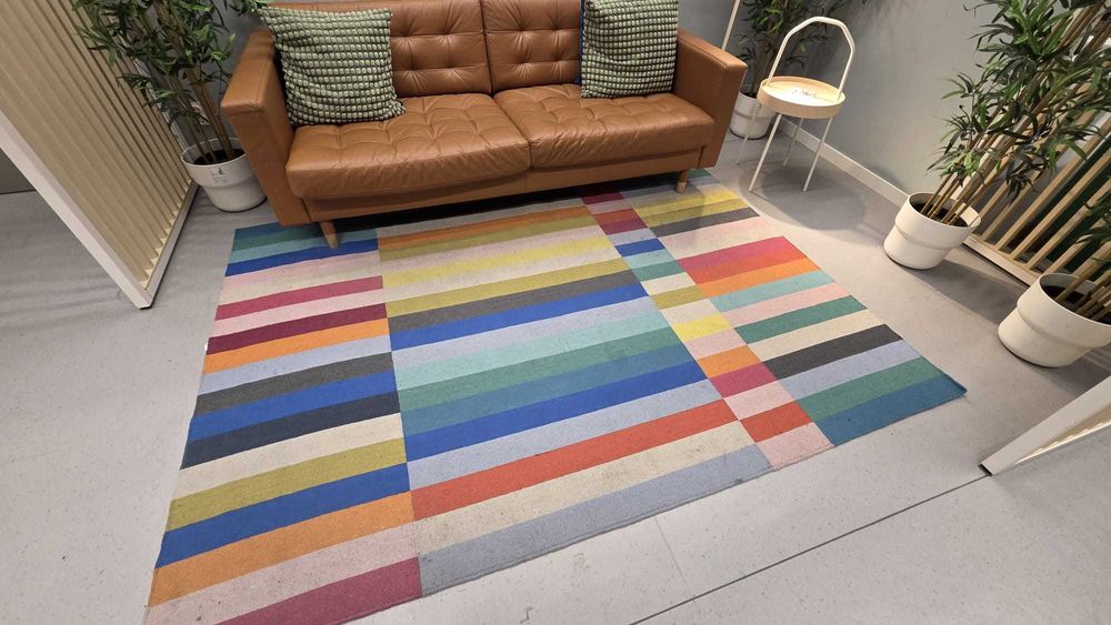 Tapete IKEA, tecelagem plana, feito à mão multicor, 170x240 cm