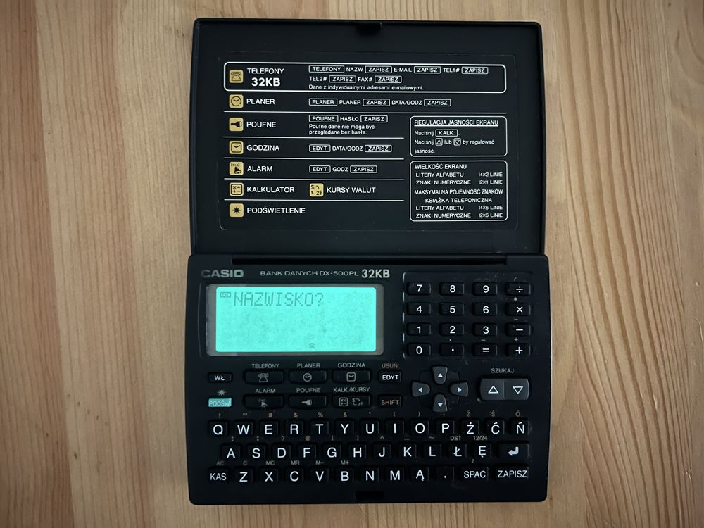 Casio DX-500PL - bank danych z polskim menu, sprawny, kolekcjonerski