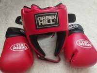 Комплект GREEN HILL  боксерские перчатки и шлем