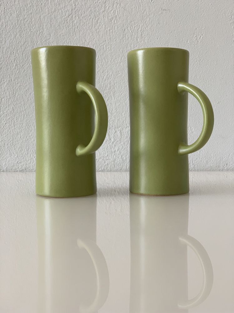 2 kubki ceramiczne kamionka z Tajlandii nowe zielone