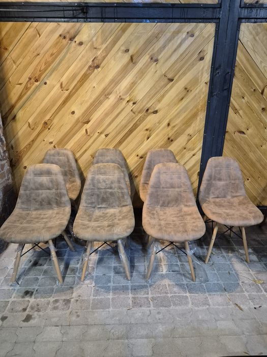 7x Krzesło tapicerowane zamszowe NOWE