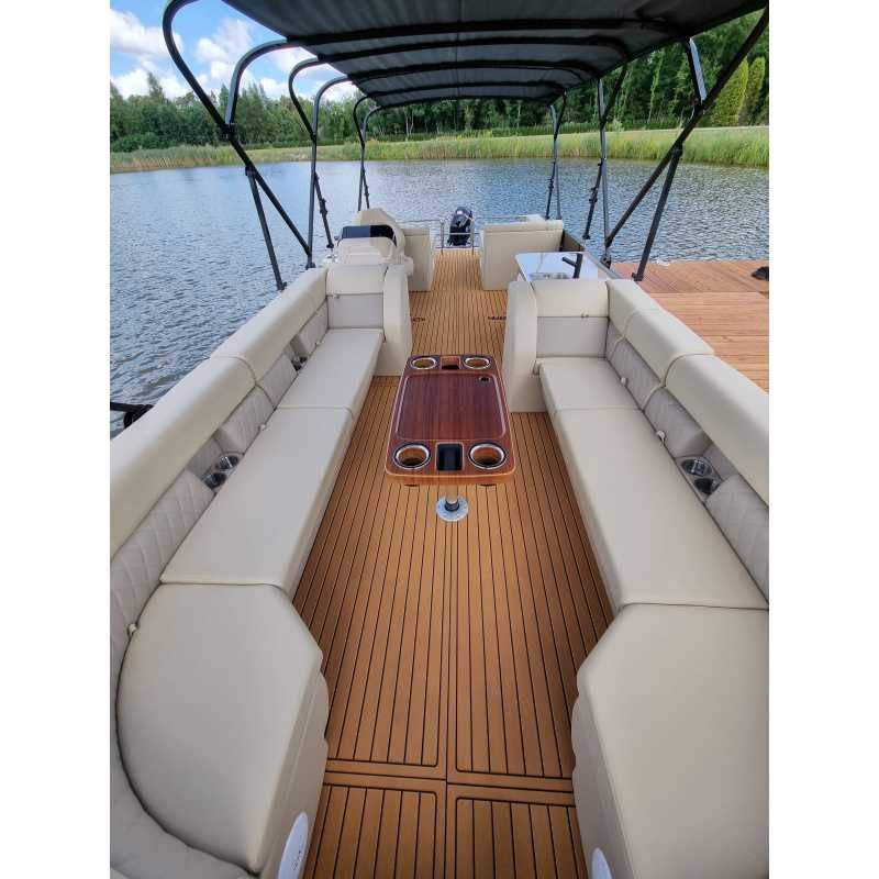 Katamaran 27ft 8,2m x 2,6m houseboat + silnik + przyczepa portowa