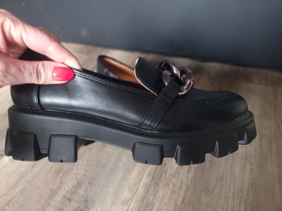 Mokasyny buty czarne 41 26.5 NOWE