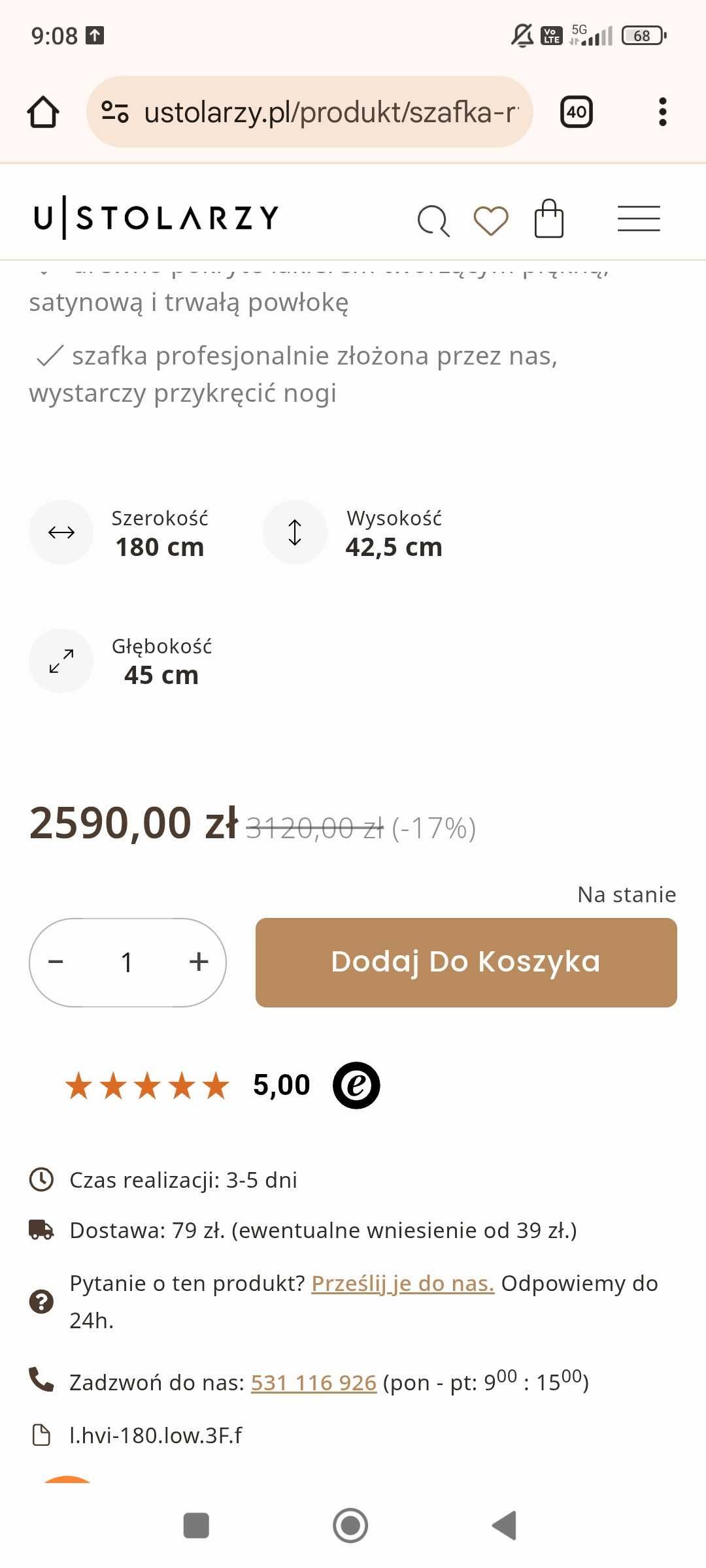 Szafka RTV 180 U Stolarzy