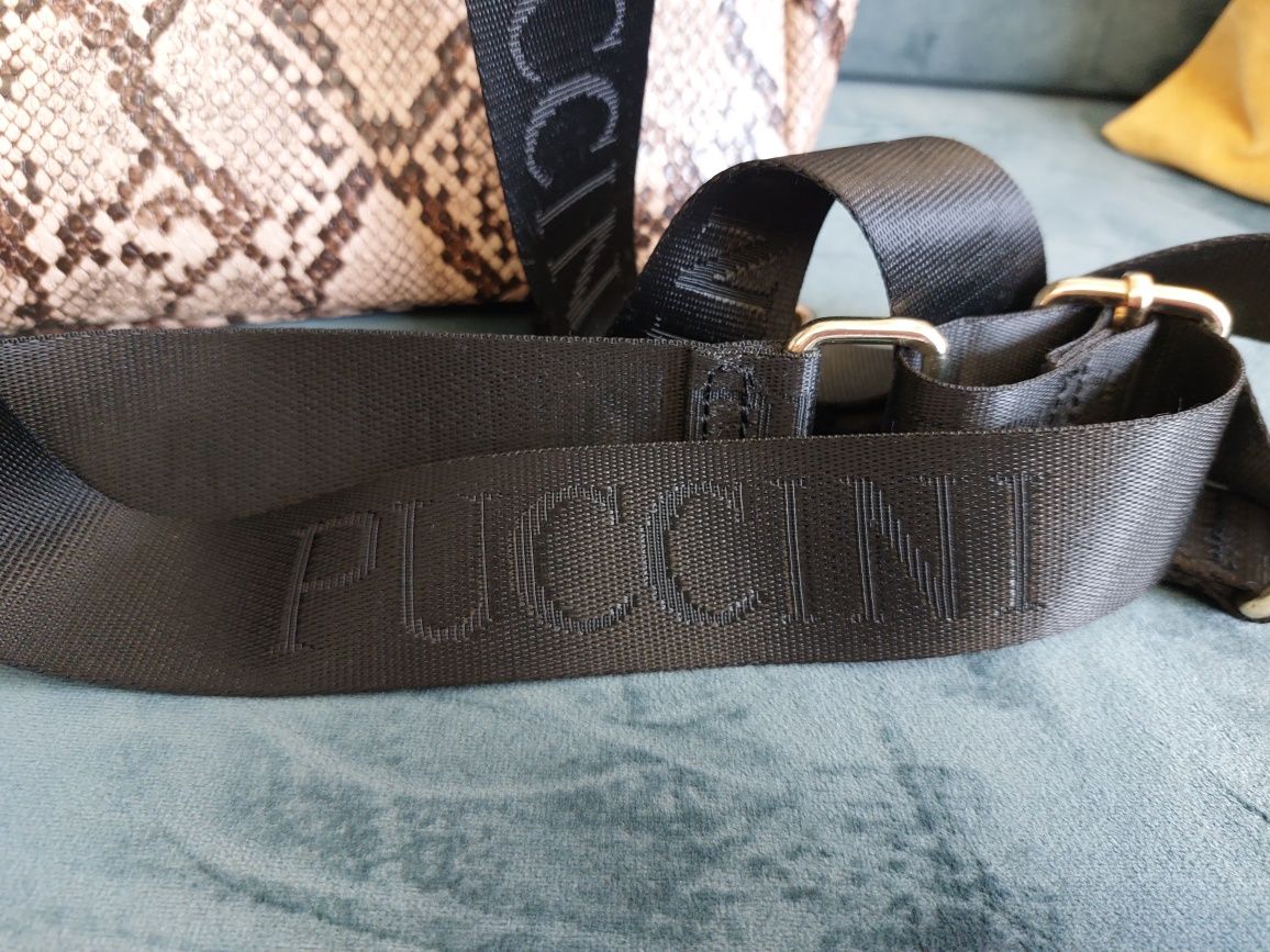 Piękny plecak Puccini w wężowy zwierzęcy wzór nowy, nieużywany