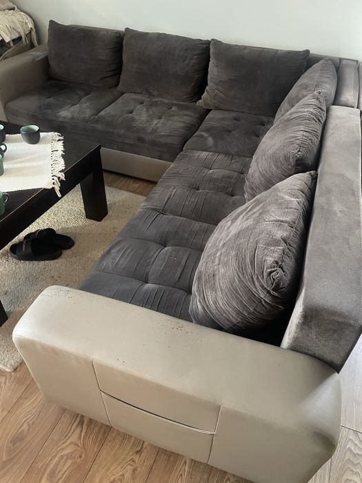 Rogówka narożnik kanapa brązowa