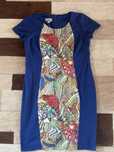Grantowa niebieska sukienka wzór elegancka plus size 5xl 50