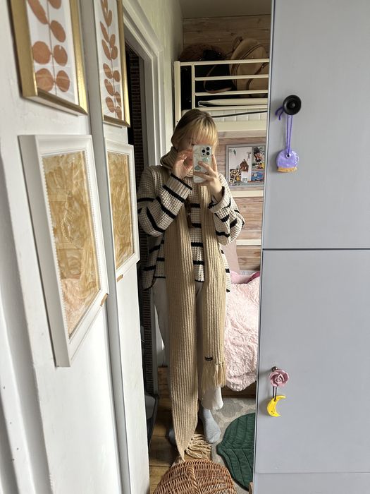 Beżowy dlugi gruby szal atmosphere primark boho pinterest aestetic