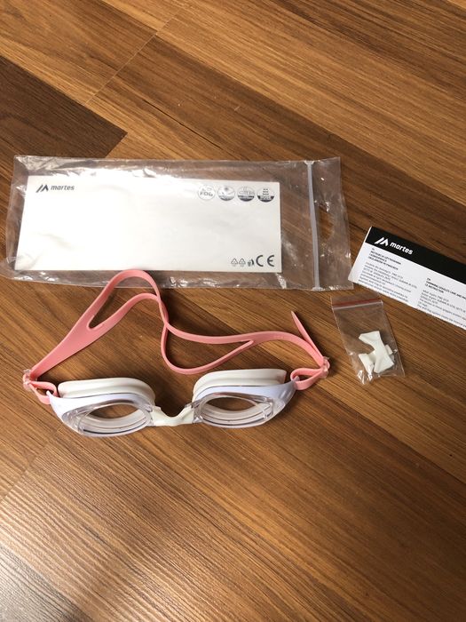 Okulary pływackie damskie/dziewczęce Martes biało-różowe