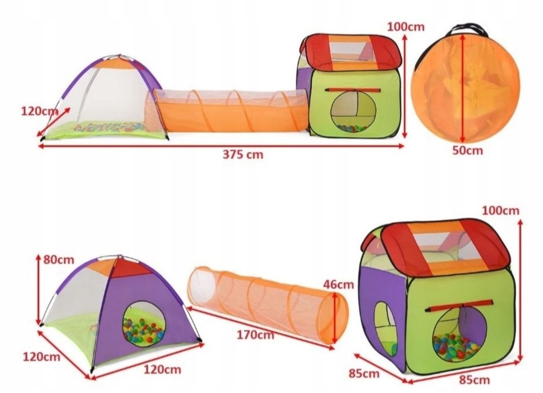 NAMIOT PLAC ZABAW domek iglo dla dzieci 3w1 + 100 kulek