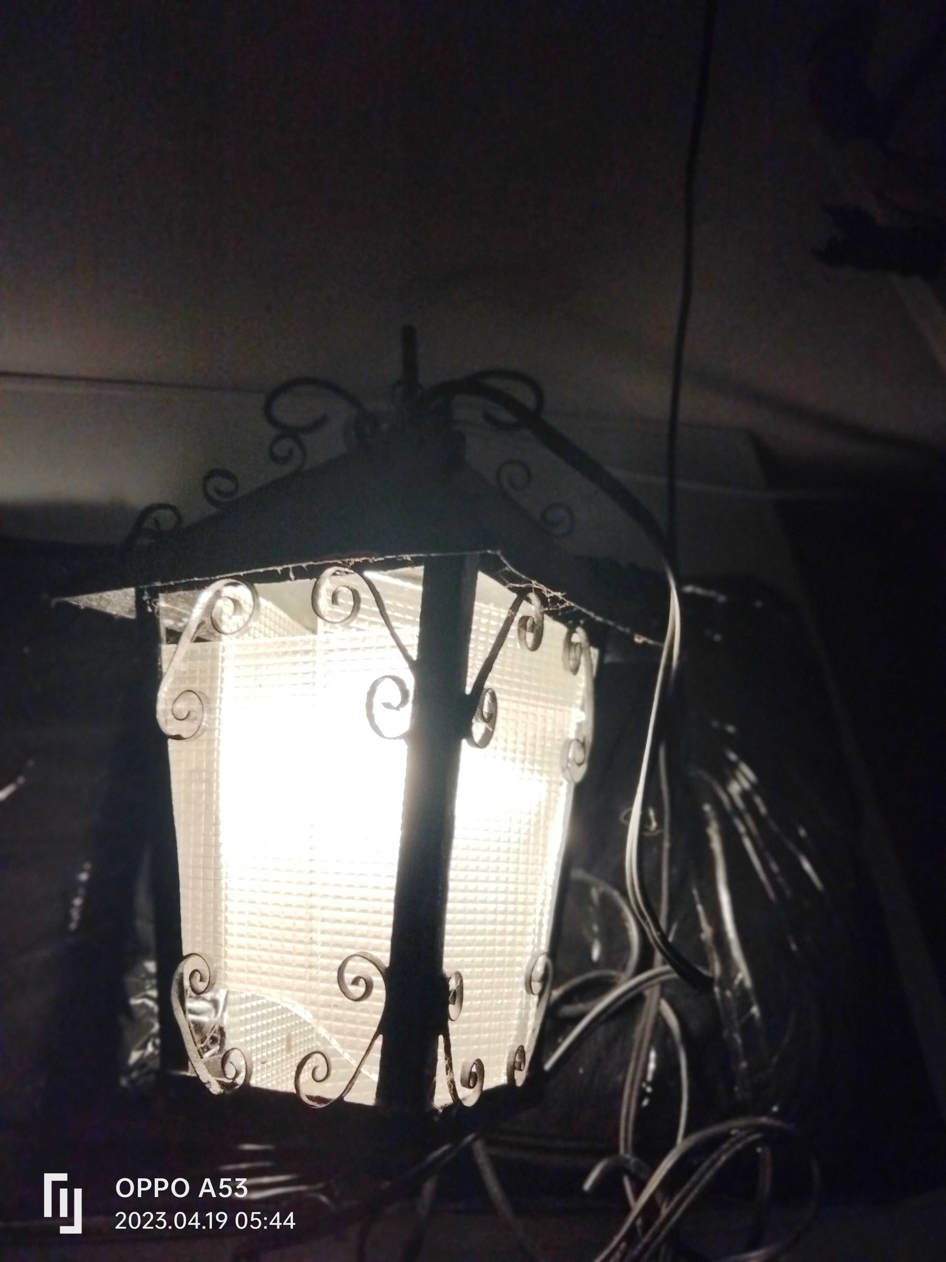 Lampa/latarenka RETRO-metaloplastyka-wczesny PRL