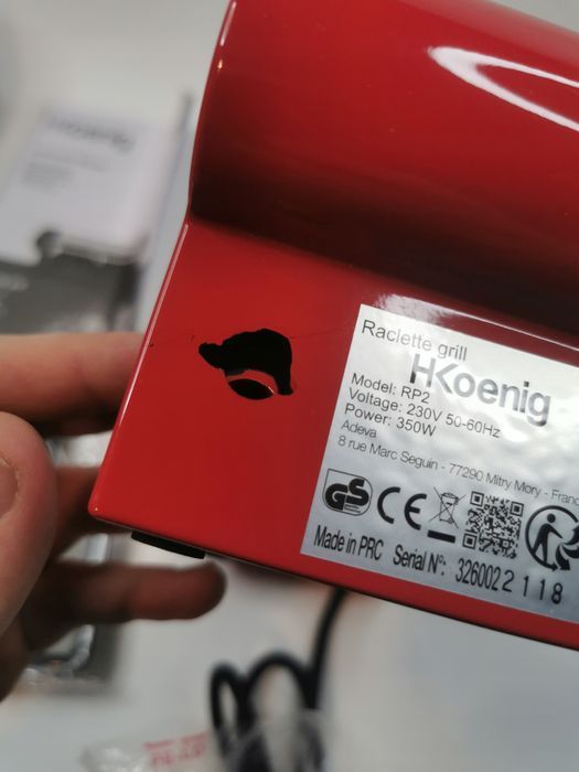 Grill Elektryczny H.koenig Rp2 350 W Uszkodzony Nowy
