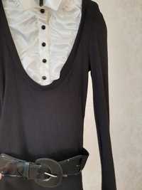 Блузка чорна с білою виставкою з поясом Gloria Jeans, р. S