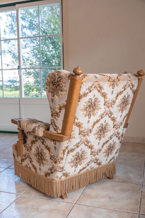 Cadeirões holandeses em veludo e carvalho maciço (entrega gratuita)