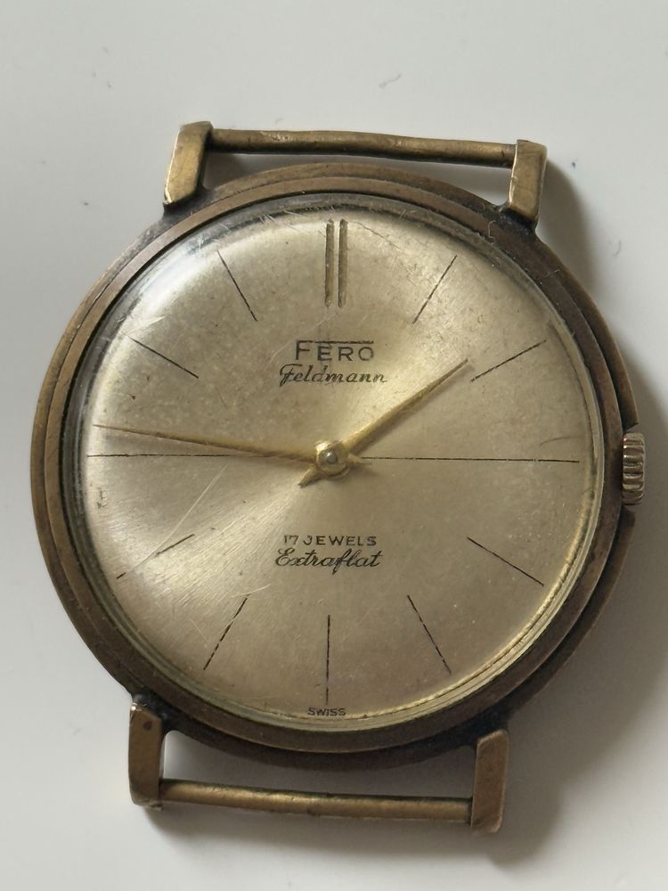 Zegarek męski Fero Feldmana 17jewels Extraflat Swiss made, duzy 37mm