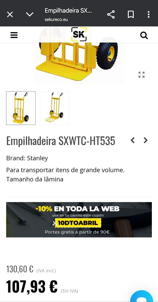 Carrinho de cargas STANLEY até 200Kg