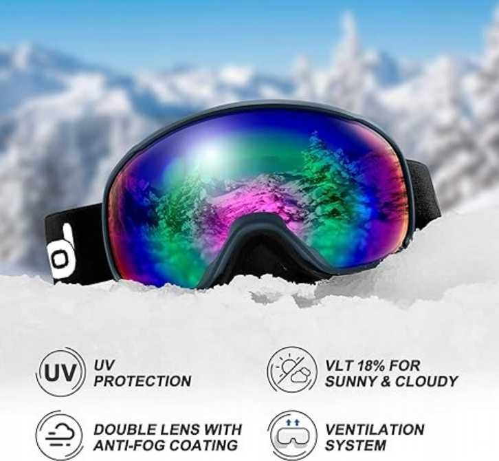 Kask Narciarski z Goglami UV ODOLAND Ciemnoniebieski 54-56cm Rozmiar M