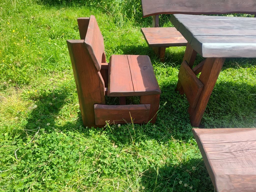 Meble ogrodowe ławki stół krzesła drewno
