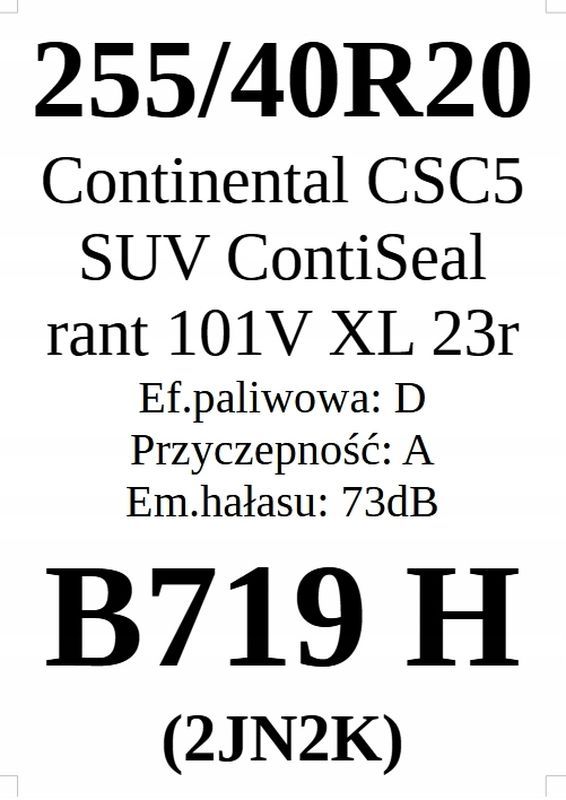 4x 255/40r20 Continental ContiSportContact5 Suv 2023r 2 lata gwar.
