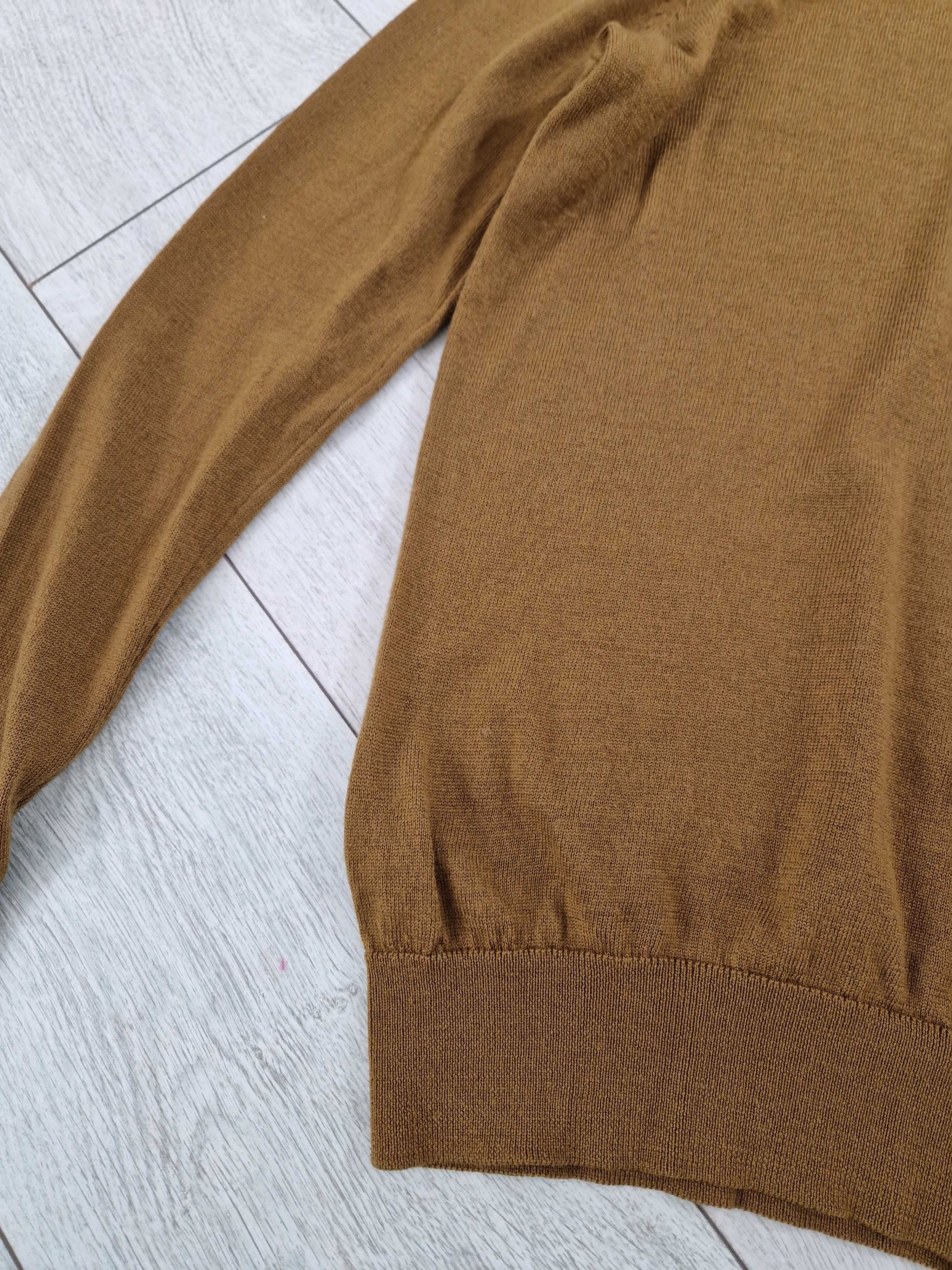 Paul costelloe musztardowy wełniany sweter golf 100% wełna merino S