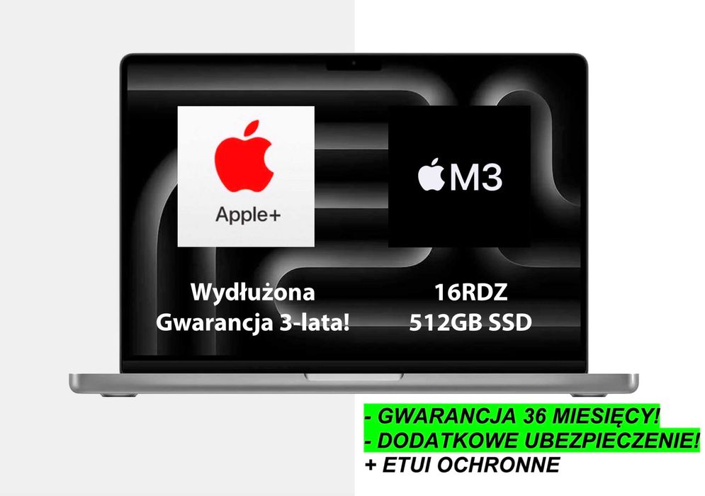 NOWY Apple MacBook Pro 14 M3 512GB 16RDZ PL Gray GW+UBEZP 3LATA! FV23%