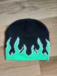 Vintage beanie capka ogień zielony fire green og swag y2k