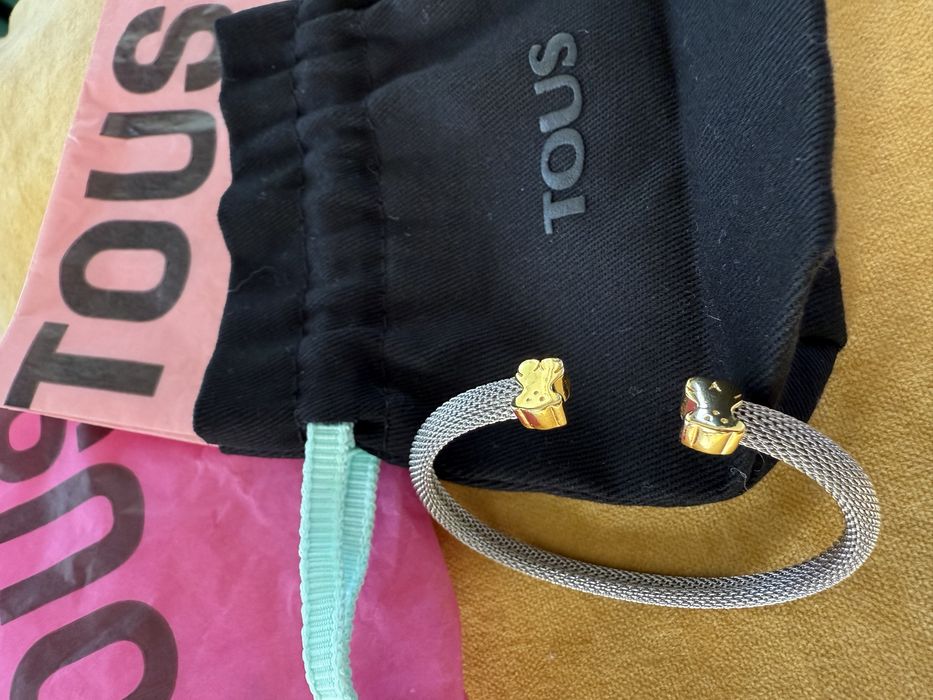 NOWA oryginalna bransoletka Tous Mesh ze złotymi misiami