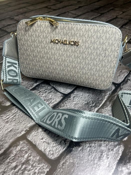 ЦЕНА БЫЛА 2200! Женская сумка Michael Kors розовая с серым ремешком