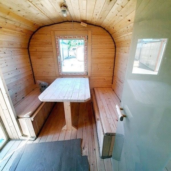 Квадро-Баня 600 х 220 см серая, козырёк над входом, двери стеклянные.