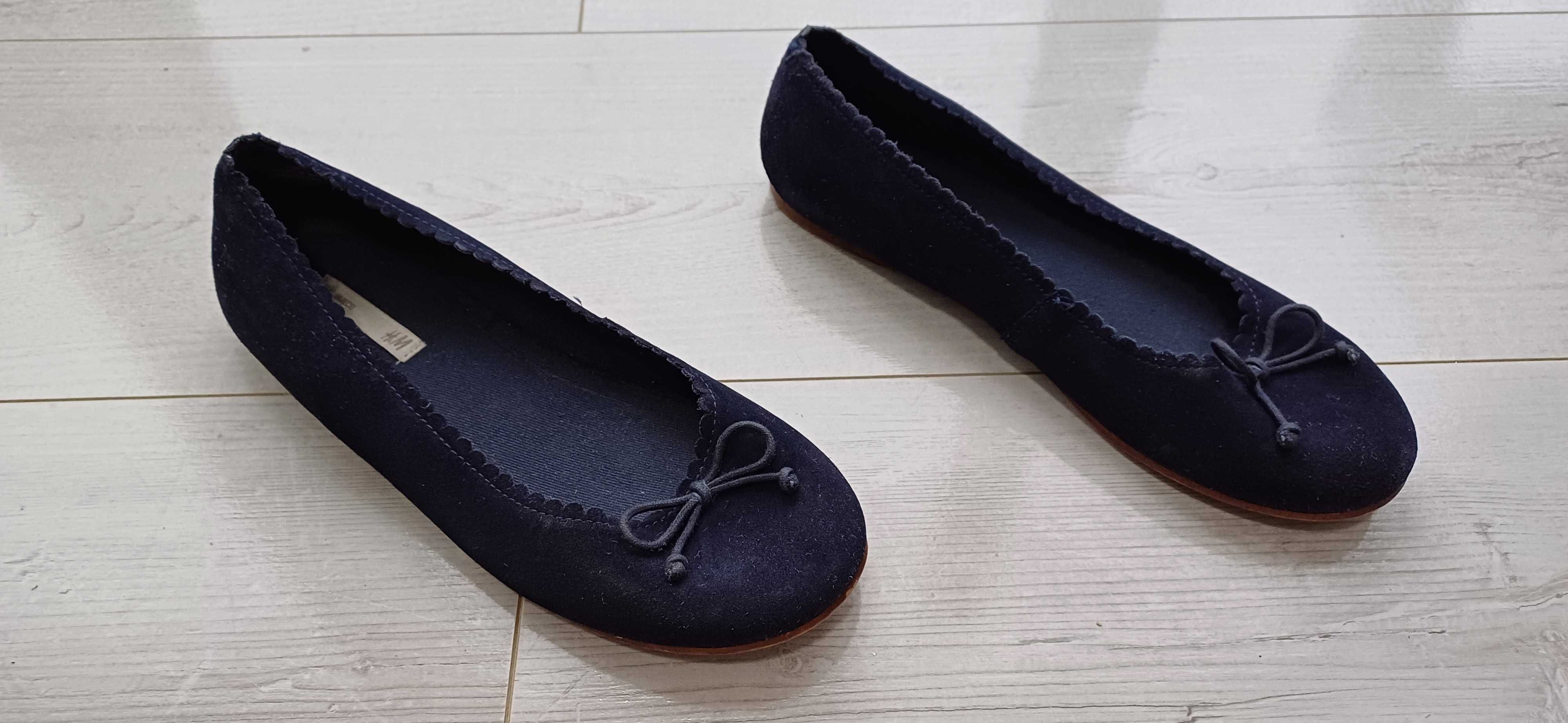 Półbuty Buty Wiosenne Jesienne Letnie Baleriny Granatowe 37 H&M Wysyłk