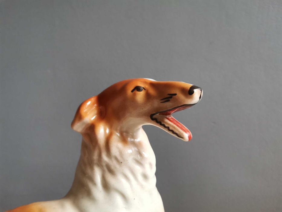 Stara figurka Chart Borzoj porcelana Steatyt  Z. Buksowcz PRL 1960