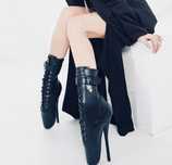Czarne wysokie botki szpilki wysoki obcas 20cm baleriny ballet boots
