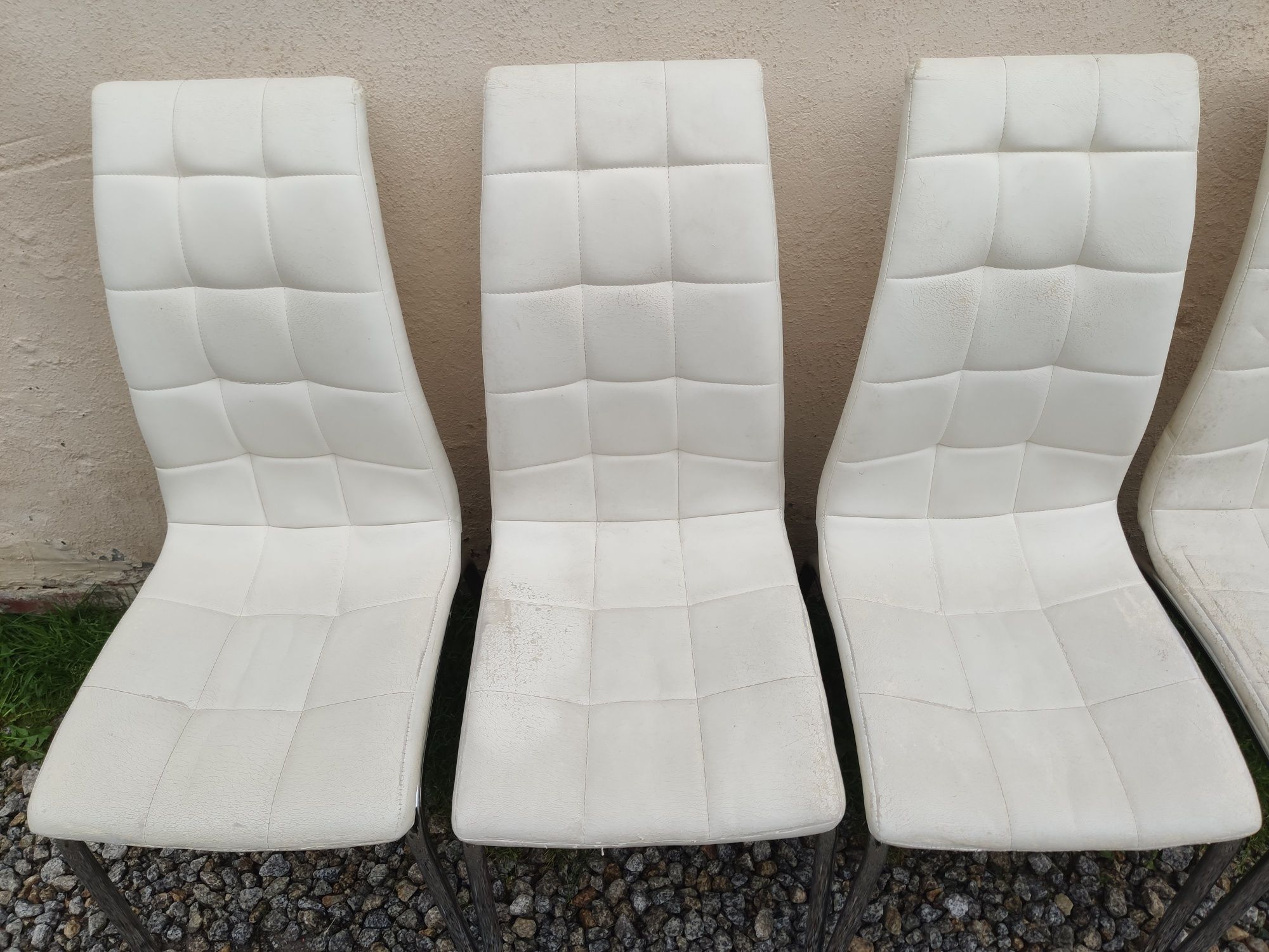 Krzesła kuchenne tapicerowane ecoskóra chrom komplet 4szt.