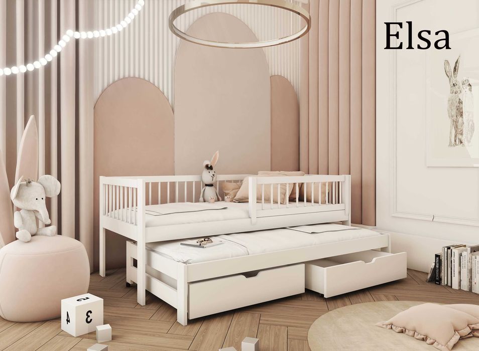 Łóżko dziecięce 160 x 80 Drewniane Domek Materac Szuflada