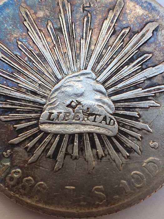 moeda histórica de coleção – 8 Reales da República Mexicana, 1886