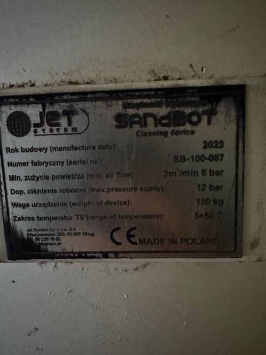 Hydropiaskarka piaskarka Sandbot100 do pracy bez kurzu na mokro